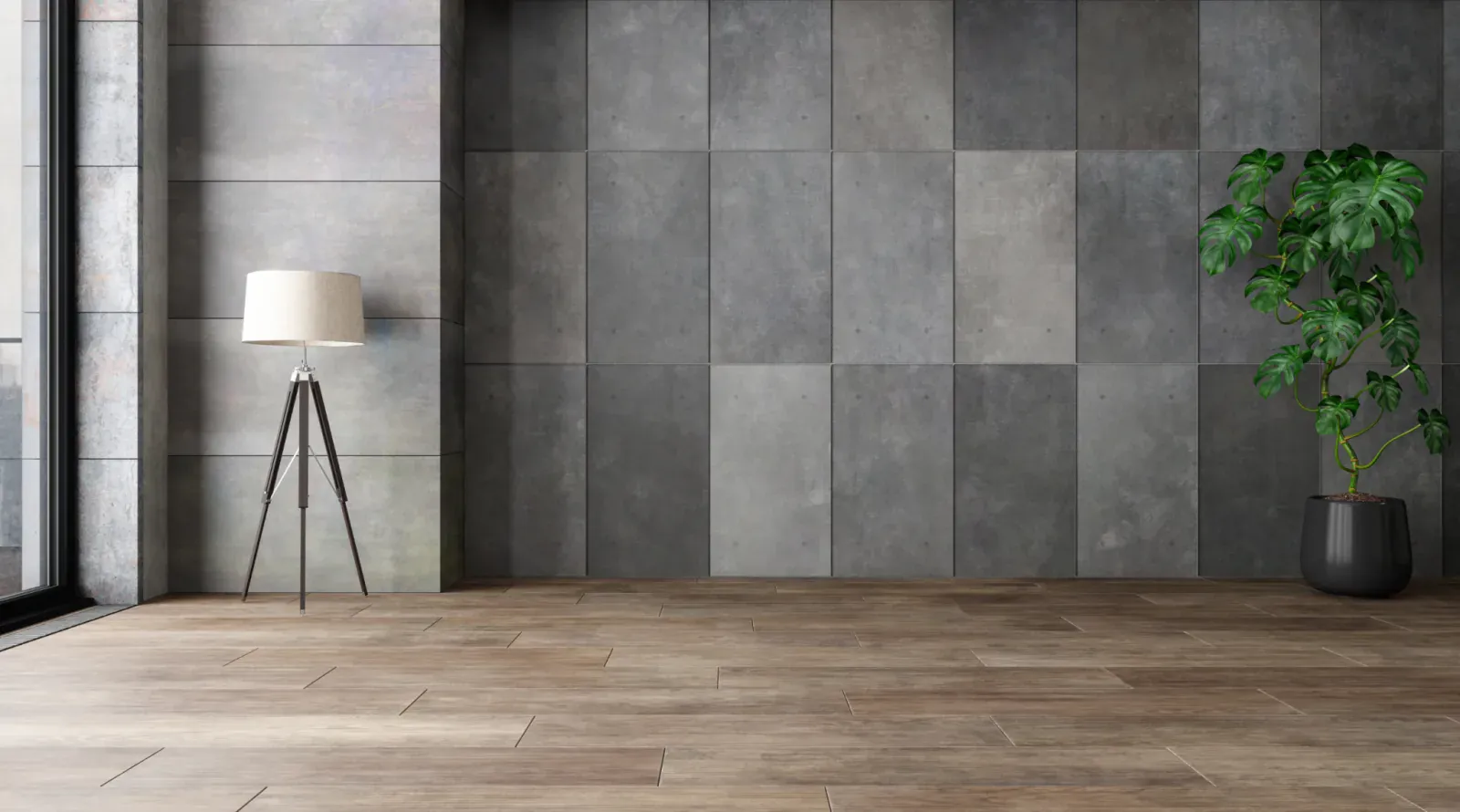 Wood-look flooring in a furnished interior